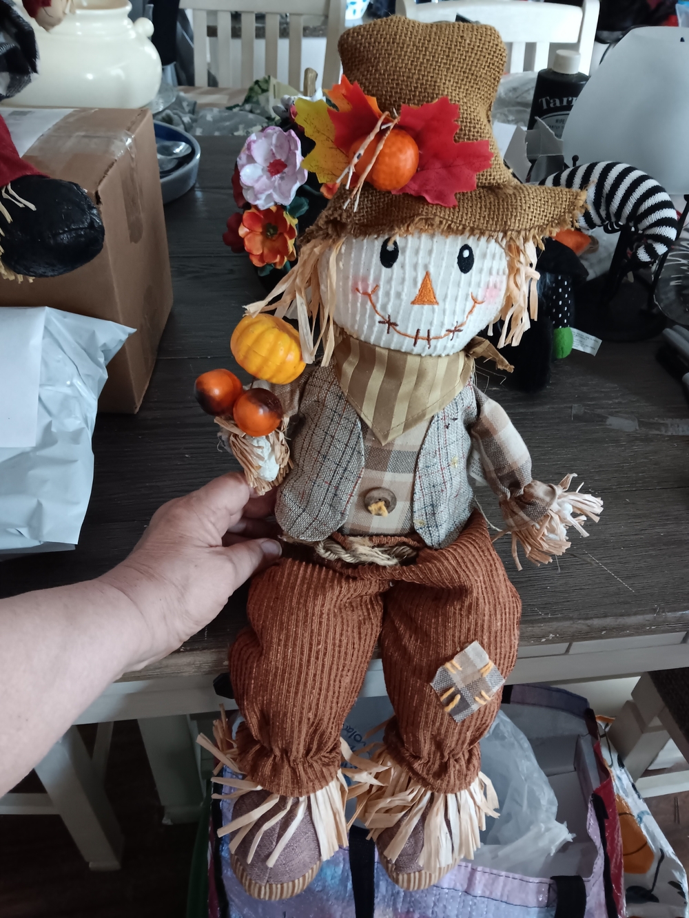 Autumn Scarecrow , Shelf Sitter - Orange & Brown